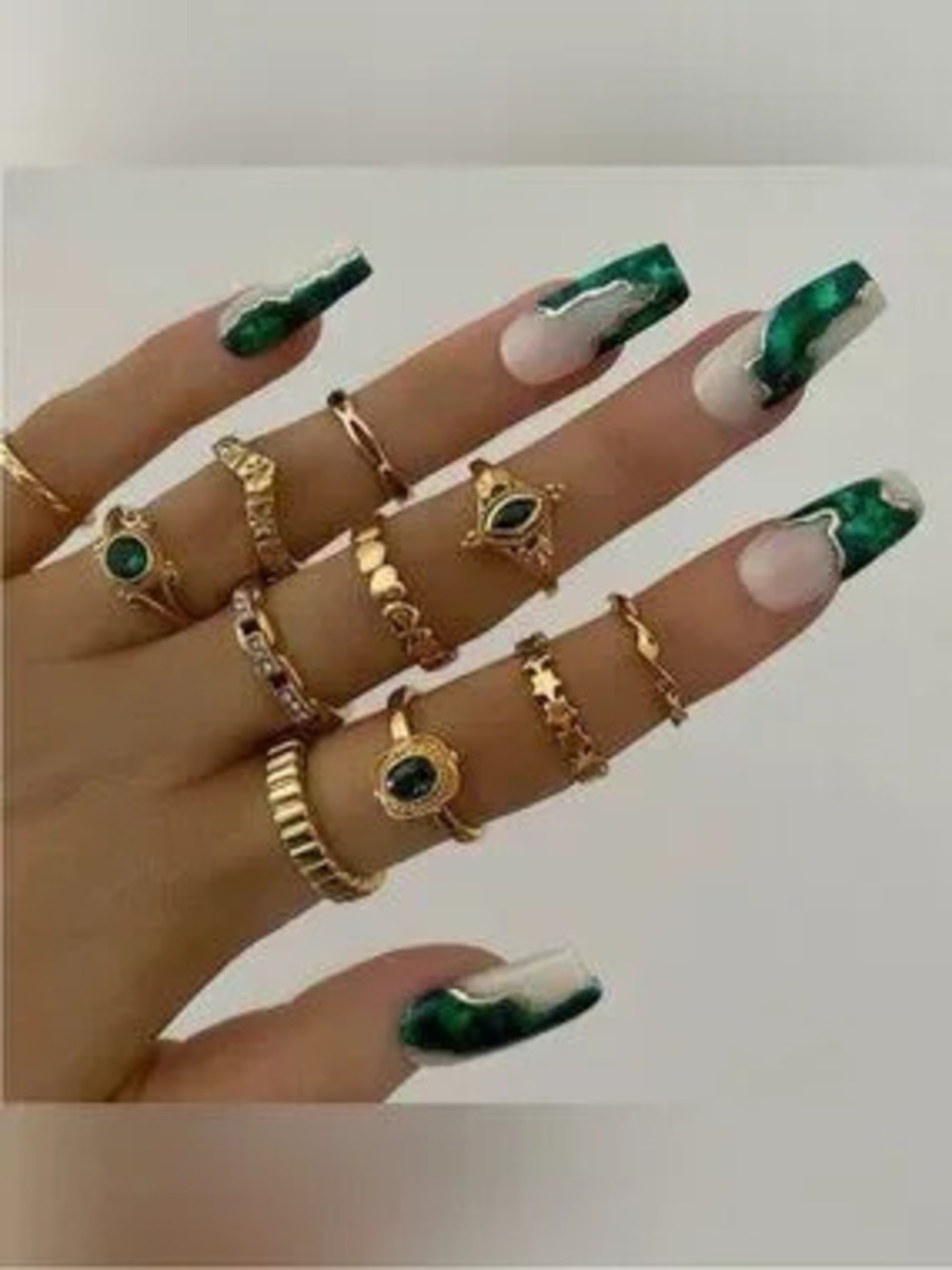 Gold 11pc Rhinestone Ring Set